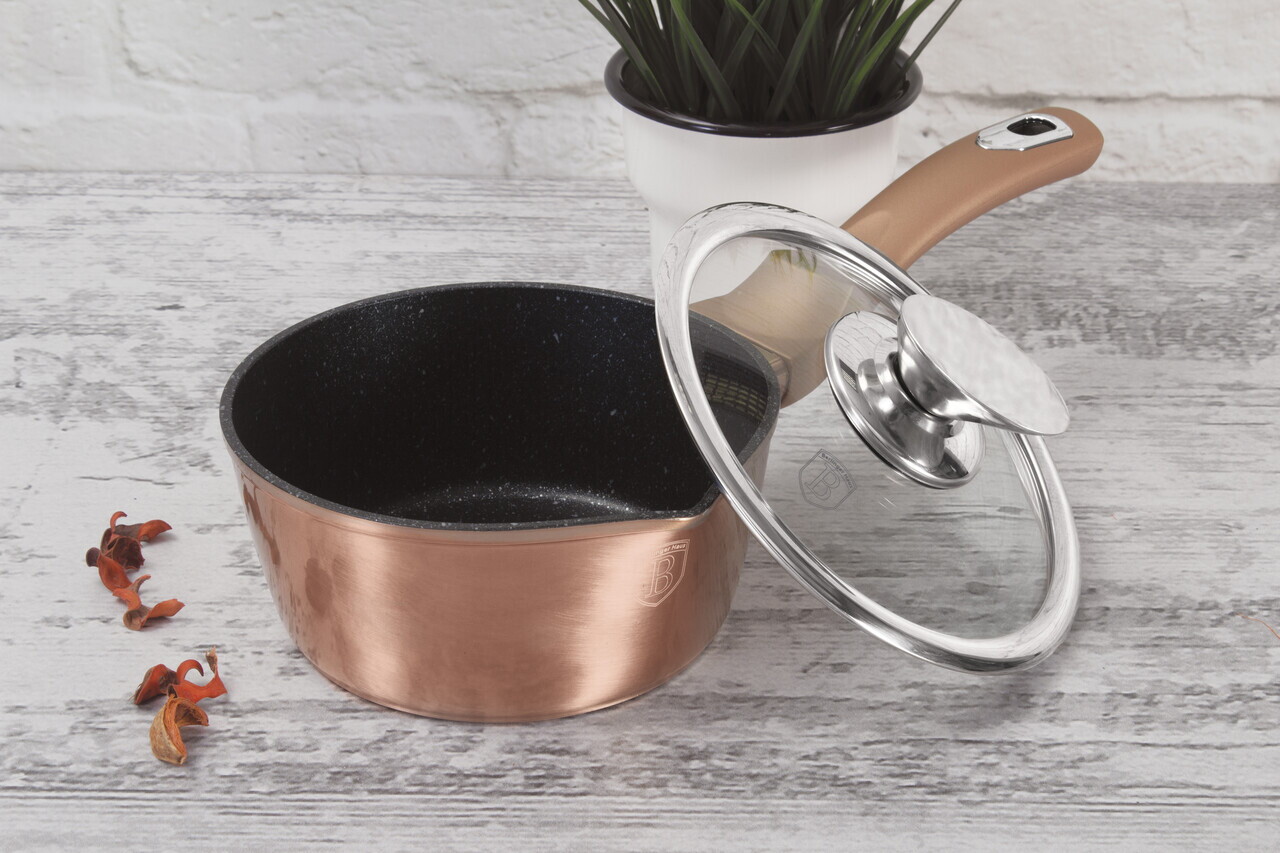 Cratita cu capac Berlinger Haus, Rose Gold, 16 cm, 1.2 L, aluminiu forjat, roz - imagine 2