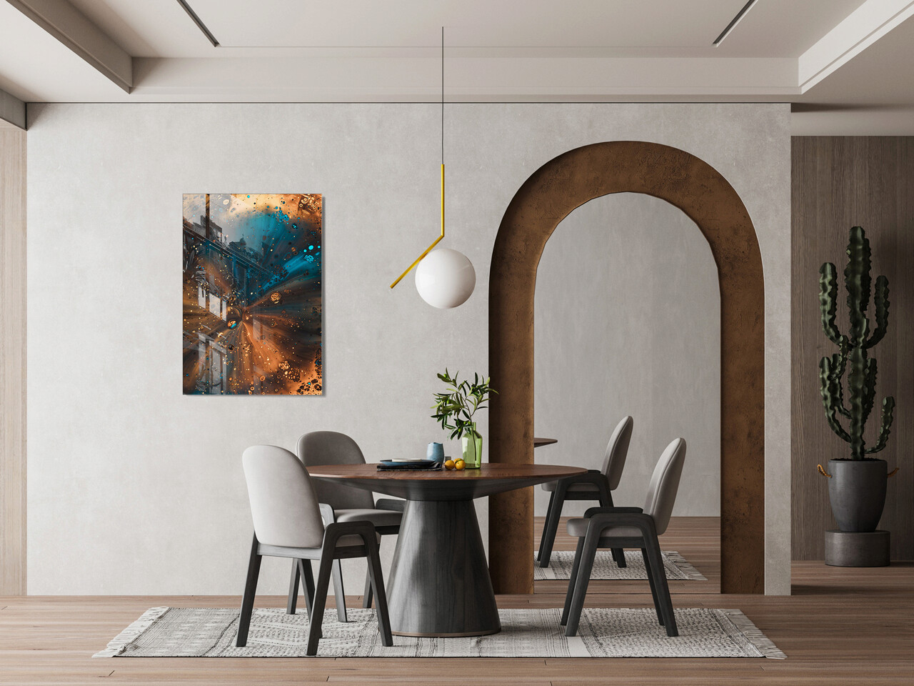 Tablou decorativ, 1495, Sticla temperata, 30 x 45 cm, Multicolor - 1 | YEO