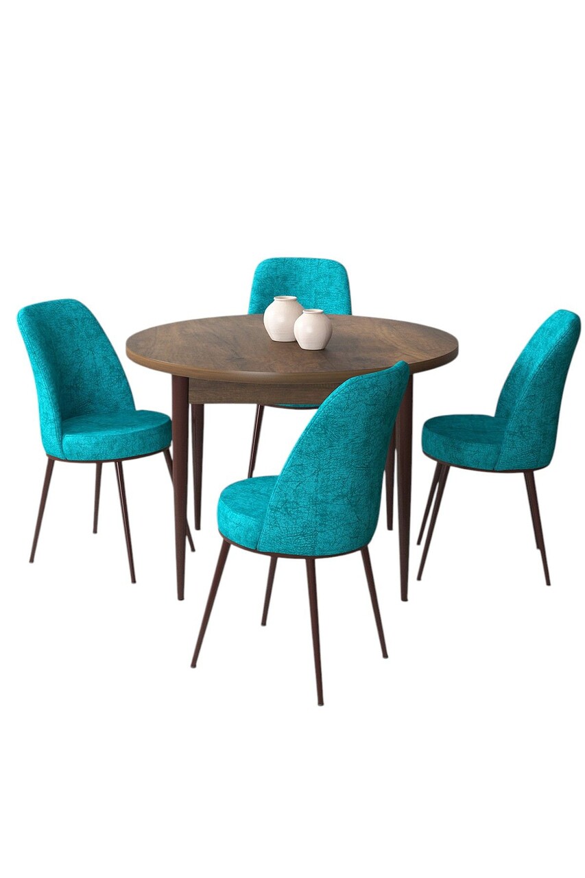 Set masă și scaune (5 bucăți), Hanah Home, Tor, Baroc / Turcoaz - view 2