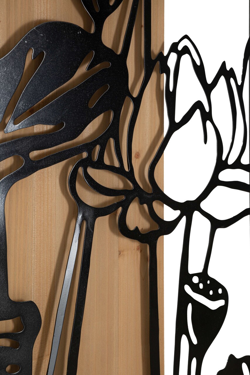 Decoratiune de perete Lotus, Mauro Ferretti, 60x90 cm, fier/MDF, negru/maro