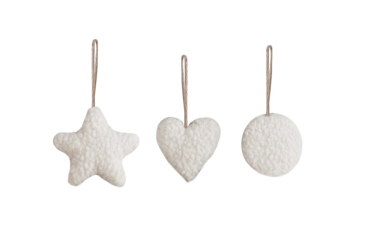 Ornament de Crăciun, 3 Lu Set, 80% POLIESTER/20% IUȚĂ, Alb - imagine 8