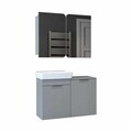 Set Dulap de Baie cu Chiuvetă și Oglindă (2 Piese), Hanah Home, Dubai Sepetli, PAL, Gri deschis