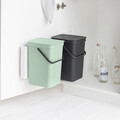 Cos de gunoi incorporat, Brabantia, Sort&Go, 2x12 L, 35x52x43 cm, polipropilena, gri inchis/verde jad