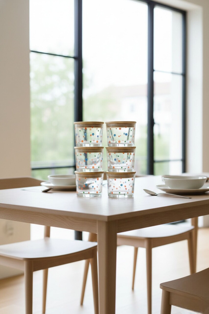 Set recipiente depozitare, Hermia, 409PBH1421, Capac din bambus: (6 bucăți), Transparent - imagine 2