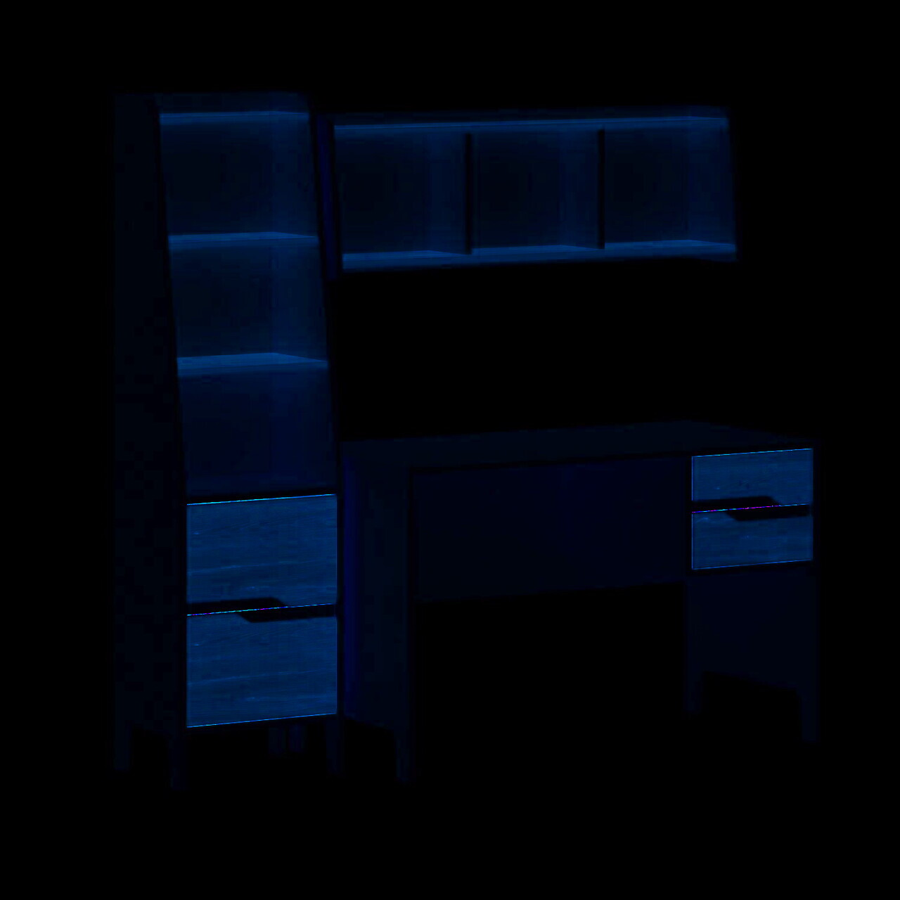 Set birou si biblioteca, Hanah Home, Ruby Desk + Shelf + Bookcase Set, 120x76x60 cm, Piatră Lunii / Nuc — imaginea 7