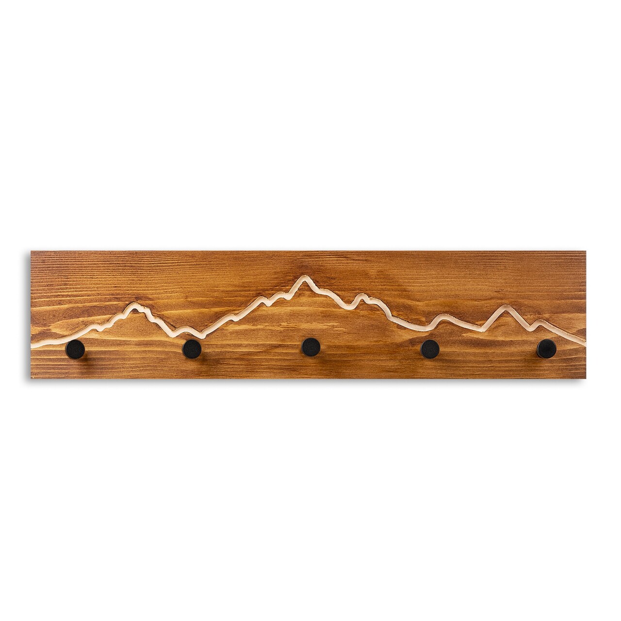 Cuier de perete din lemn, Mountain 2, Lățime: 60 cm Înălțime: 14 cm Adâncime: 5 cm, Nuc / Natural - view 4
