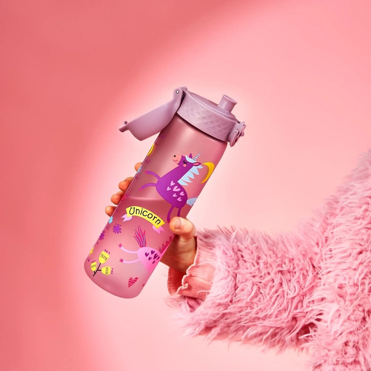 Sticla apa pentru copii Slim, recyclon, 500ml, Unicorns - Ion8 - imagine 5