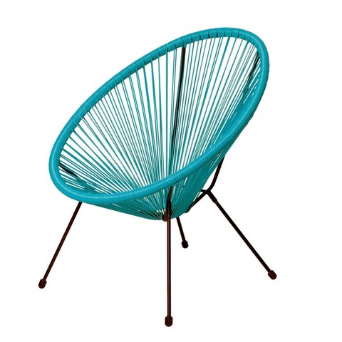 Scaun pentru gradina Acapulco, 70 x 80 x 85 cm, otel/ratan sintetic, albastru cyan