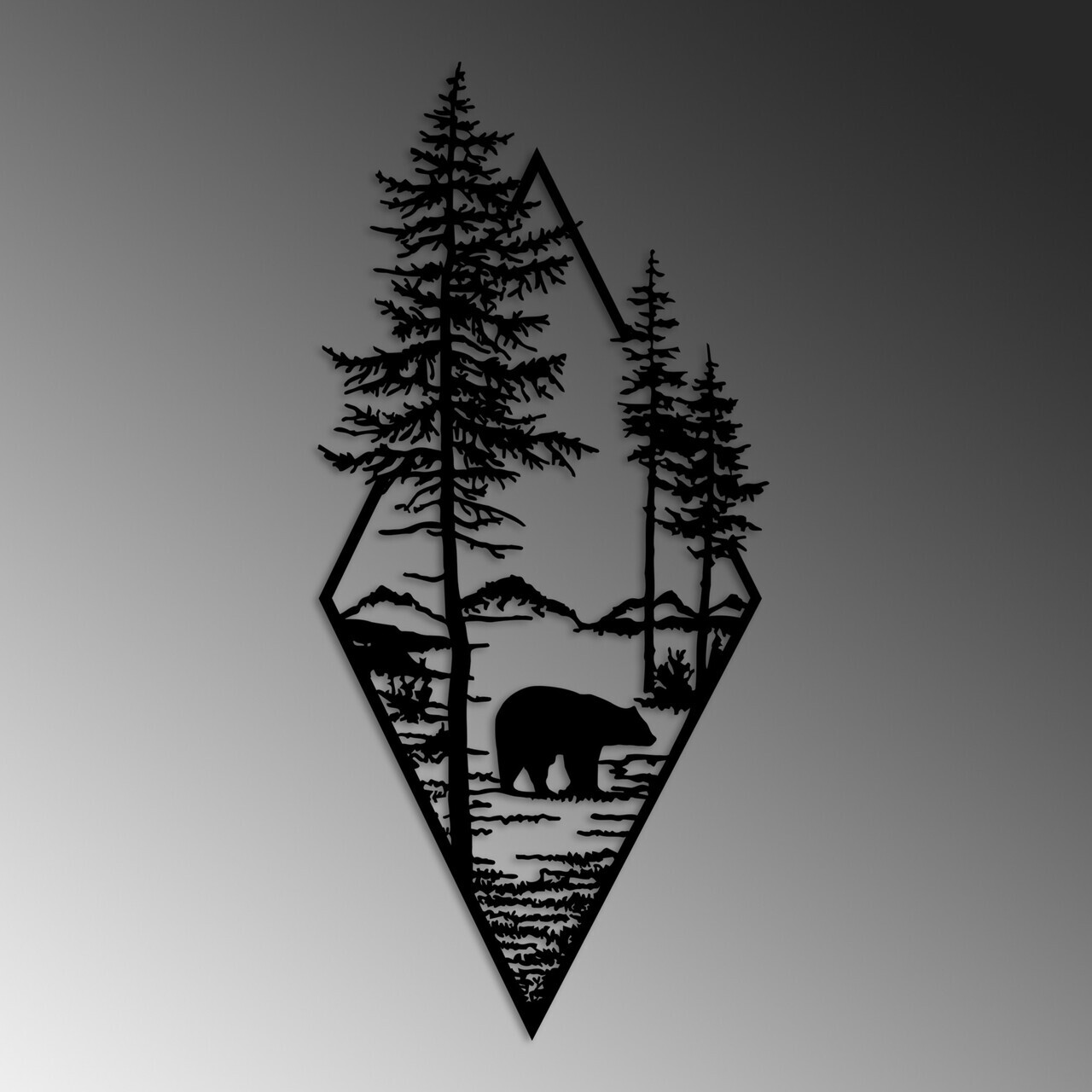 Decoratiune de perete, Bear, Metal, (Grosime: 1,5 mm), Negru — imaginea 6