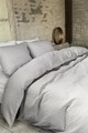 Lenjerie de pat dubla Hotel Linnen Grey, Primaviera Deluxe, 3 piese, 200x220/260 cm, bumbac satinat, gri