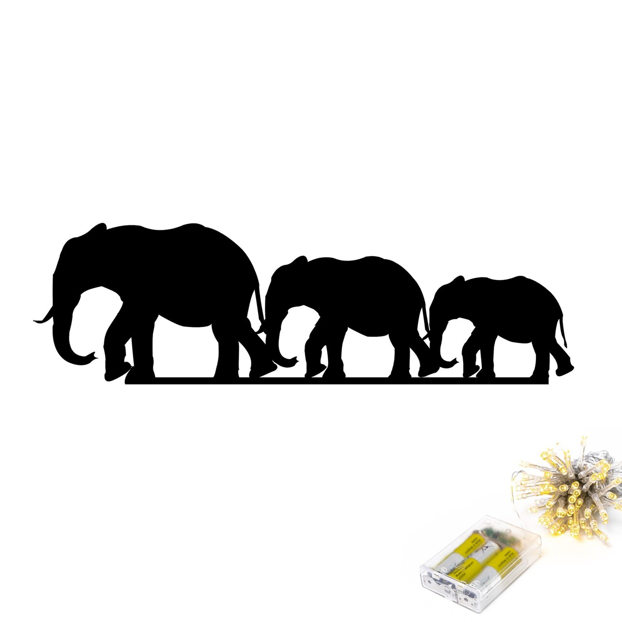 Decoratiune de perete, Elephant 070, Dimensiune: 15 x 50 cm, Negru - view 5