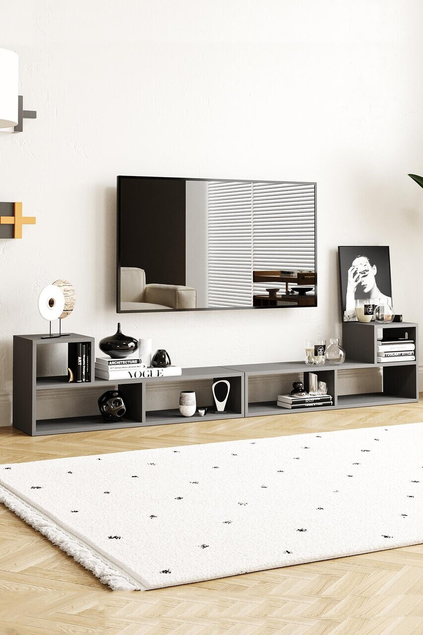 Comoda TV, Hanah Home, Bucak, 110x43x30 cm, Antracit — imaginea 3