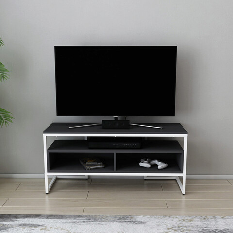 Comoda tv, retricy, merrion, 110x35x49.9 cm, pal, alb / antracit