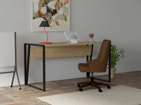 Birou, puqa design, cunda, 140x74x70 cm, pal, safir / negru