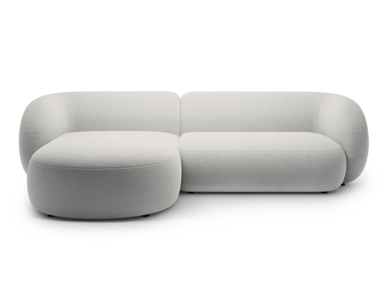 Coltar stanga 3 locuri, Kate, Micadoni, 285x176x76 cm, catifea, gri deschis