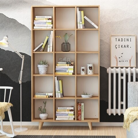 Biblioteca, mod design, zipa 811mdd3607, 100 x 184 x 25 cm, pal melaminat, stejar