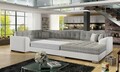 Coltar extensibil dreapta 5 locuri ELTAP, Damario, 338x189x78 cm, lemn/poliester, gri/alb