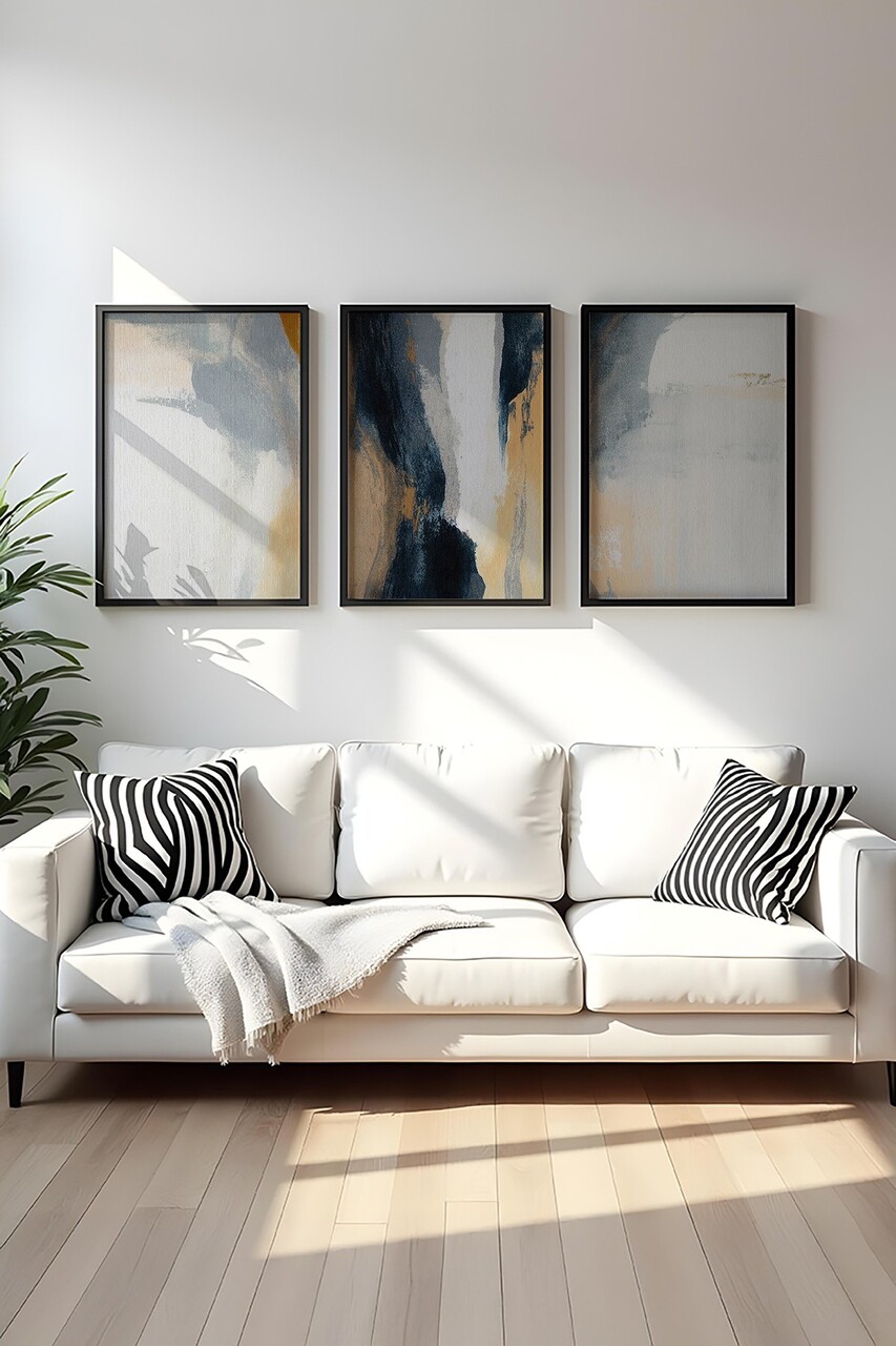 Set 3 tablouri decorative Huhu484S Cadru: 100% LEMN MASIV (Grosime: 25 cm) Multicolor