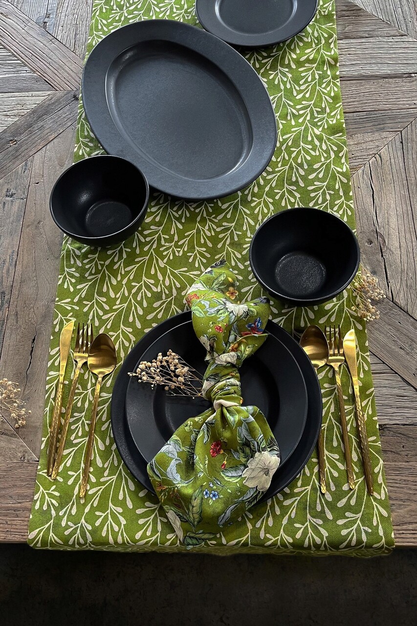 Traversa de masa, SX - Kitchen, 626SRT1145, Poliester , Dimensiune: 45 x 150 cm (1 bucată), Verde