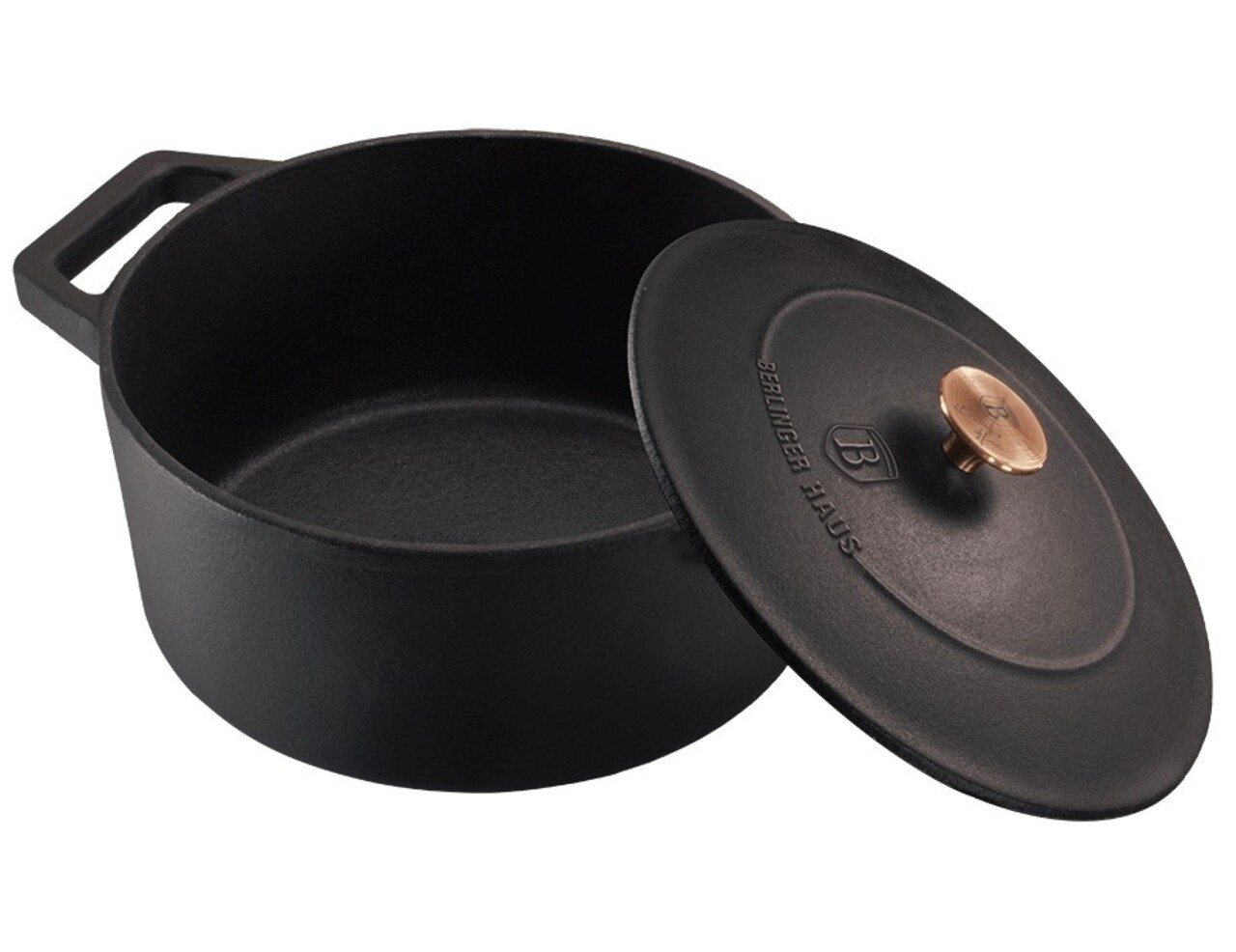 Oala cu capac 4.2 l, Berlinger, Matt Black, 24 cm Ø, fonta, negru - 1 | YEO