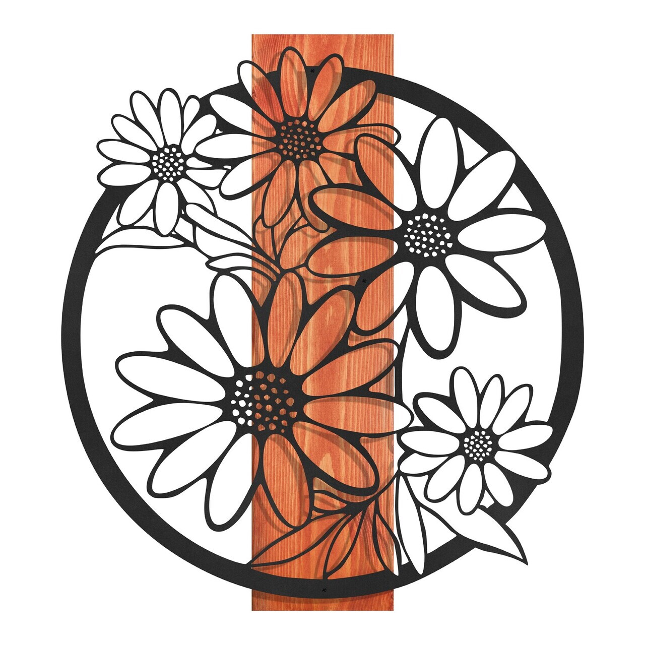 Decoratiune de perete, Marguerite, Cadru: Lemn (Grosime: 2 cm), Roșu/Negru — imaginea 7