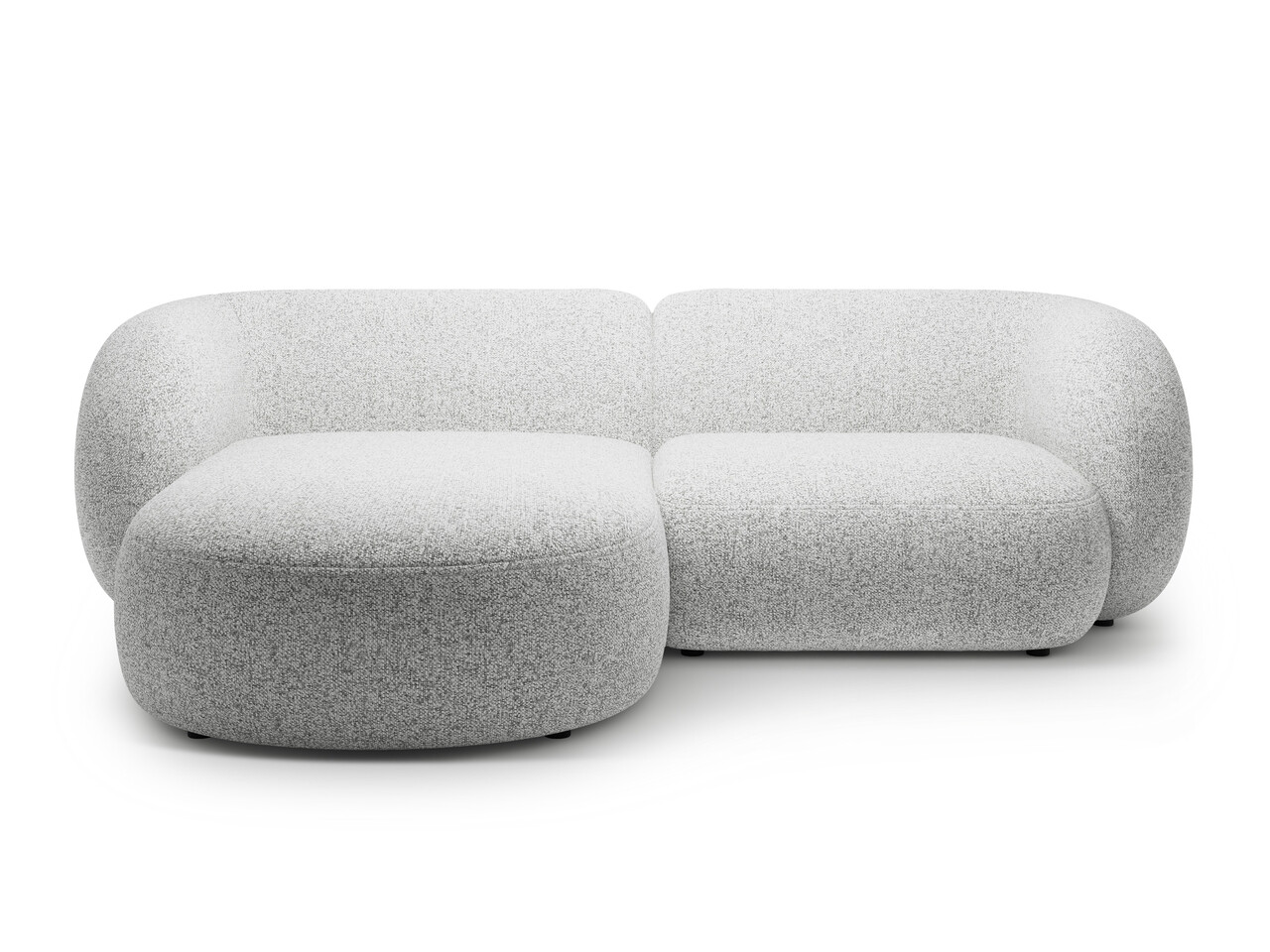 Coltar stanga 2 locuri, Kate, Micadoni, 255x176x76 cm, tesatura structurata, gri deschis melanj
