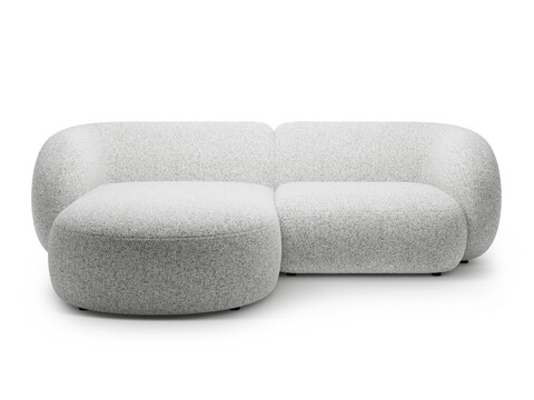 Coltar stanga 2 locuri, Kate, Micadoni, 255x176x76 cm, tesatura structurata, gri deschis melanj