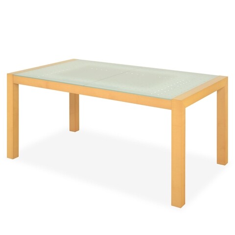 Masa dining extensibila, sidney, 160/215 x 90 x 75 cm, mdf/sticla, natur