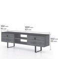Comoda TV, Minima, Paulo, 160 x 50.2 x 35 cm, pal melaminat, nuc/negru