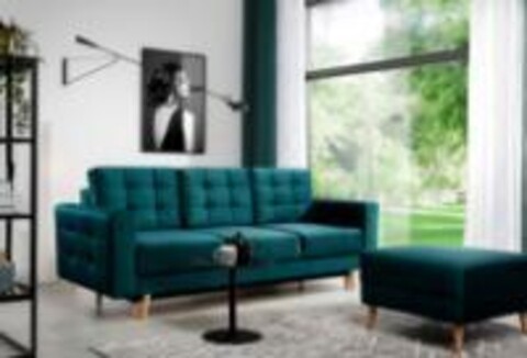 Canapea extensibila 3 locuri ELTAP, Ask21, Asgard, 233x92x93 cm, lemn/poliester, verde