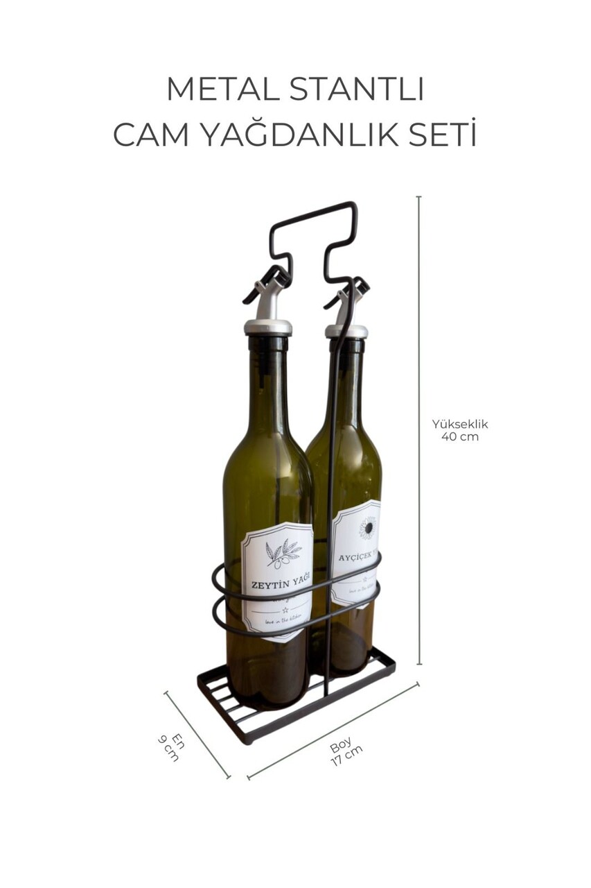 Set sticle dispenser ulei si otet, Hermia, 435SLW1106, Dimensiuni suport: 9 x 17 x 40 cm (1 bucată), Negru - imagine 8