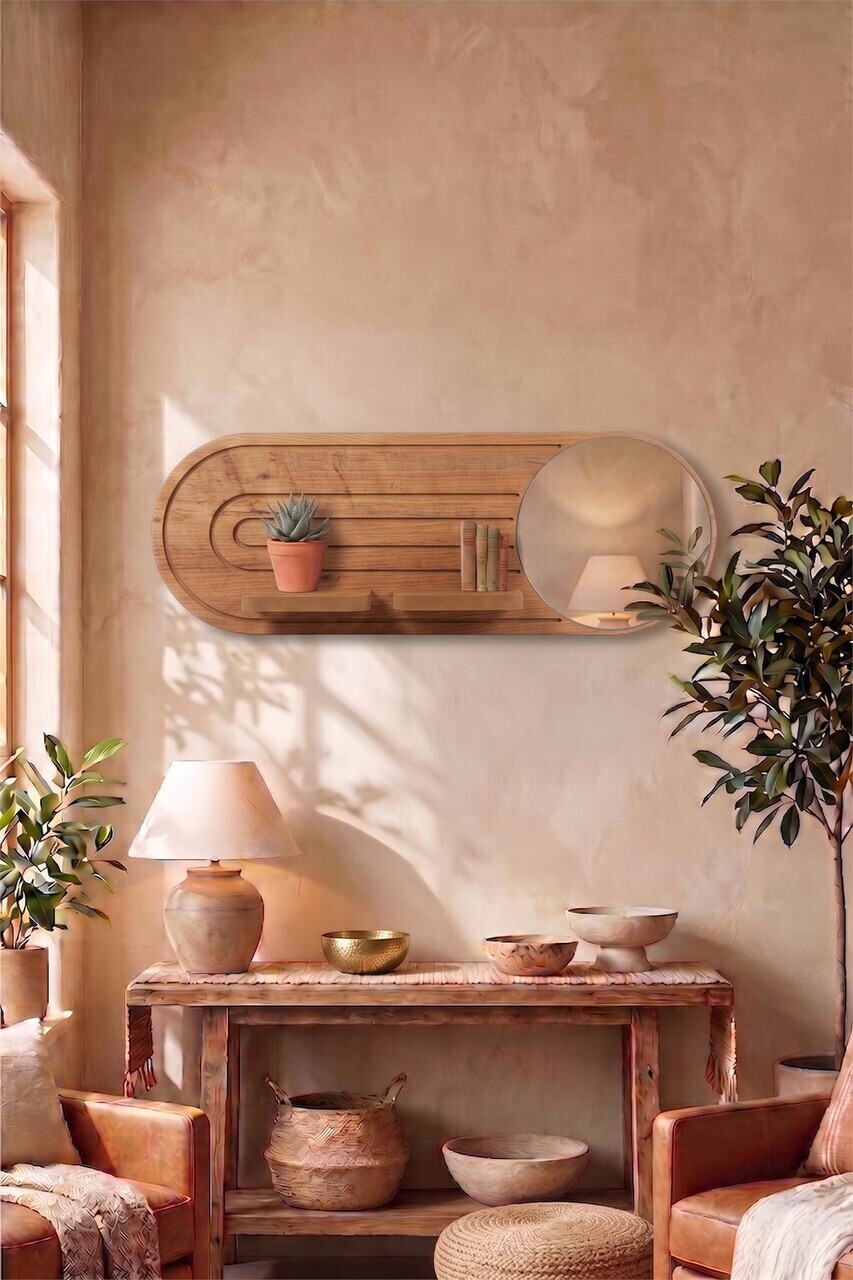 Raft de perete, Hanah Home, Artmtkwll8-Oak, MDF, Stejar — imaginea 2