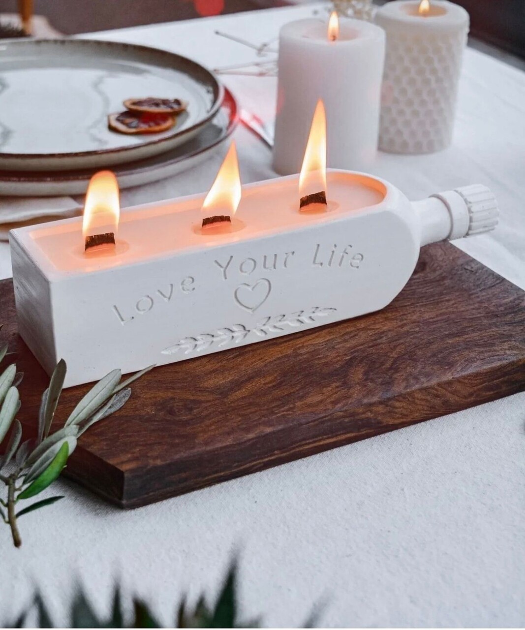 Lumanare, Ers1236, 25x6.5 cm, Alb - imagine 3