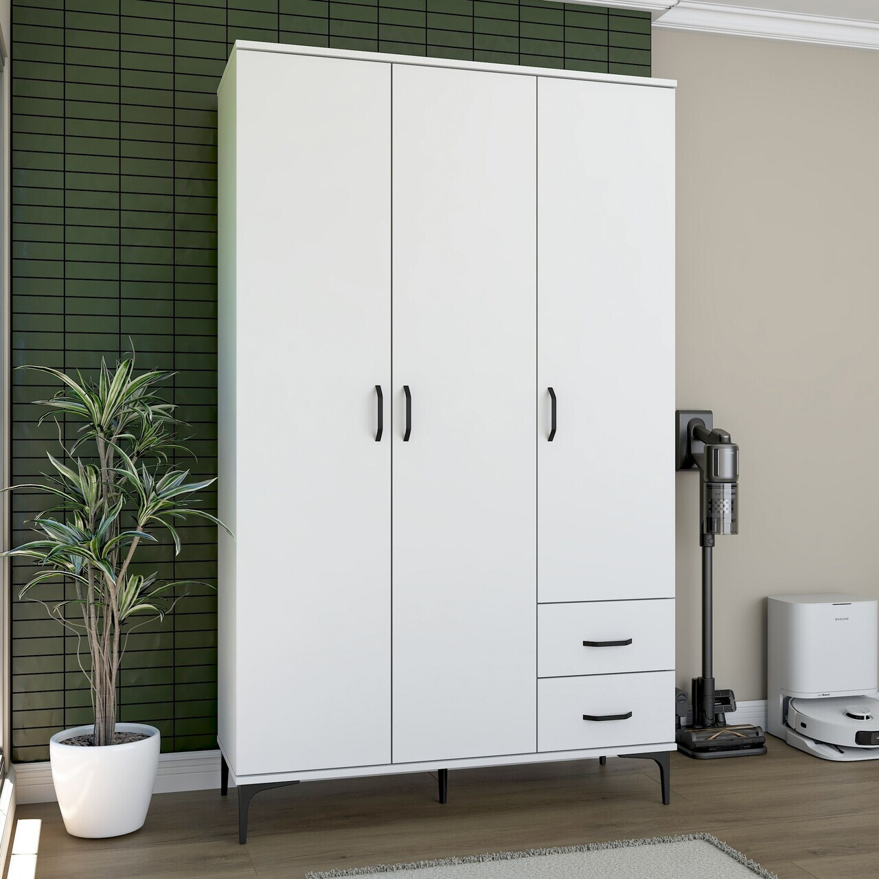 Dulap de baie Hanah Home KC105 120x198.6x45 cm PAL MELAMINAT CALITATE E1 Alb