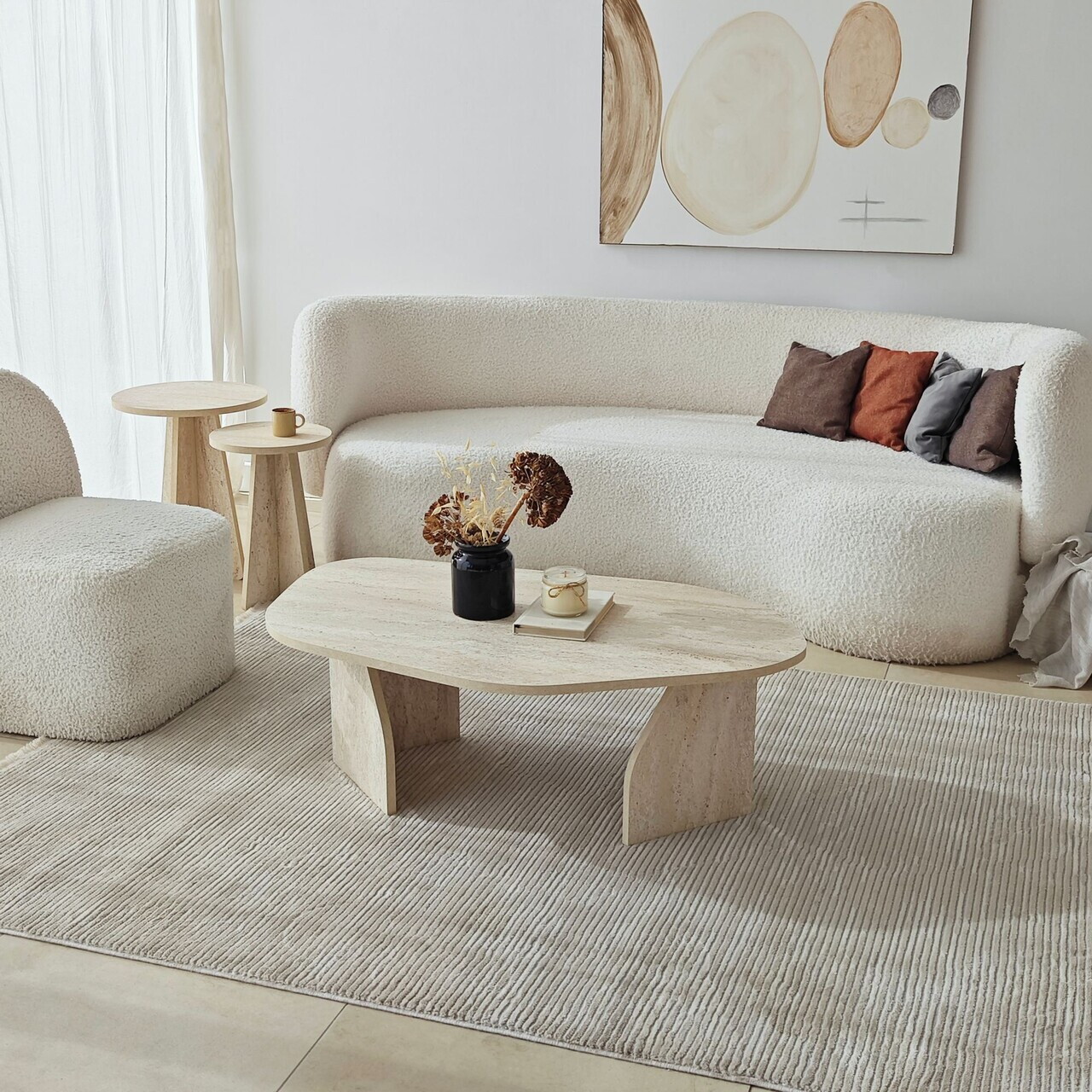 Masuta de cafea, Hanah Home, Nova, 100x35x60 cm, PAL, Travertin / Fumure — imaginea 4