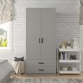 Dulap pentru haine, Miwood, Yaman Luna 1600-043, Gri