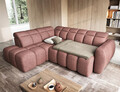 Coltar extensibil stanga 4 locuri ELTAP, LT-24PAO, Falconn, 258x208x107 cm, lemn/poliester, roz inchis