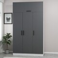 Dulap pentru haine, Minerva, Minar 3 Kapak 2 Çekmece 255, 135x255x52 cm, PAL, Alb / Antracit