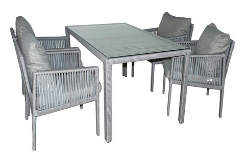 Set gradina/terasa 5 piese, My Interior, Otto, rattan/aluminiu, gri deschis