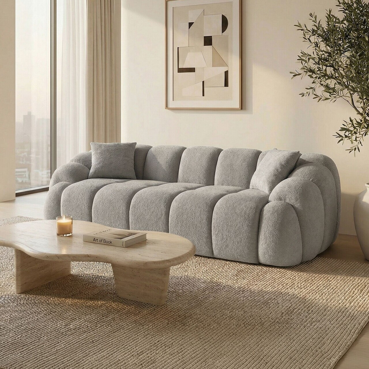 Canapea 3 locuri, Atelier del Sofa, 752EST1134, Lemn de carpen/PAL melaminat, Gri - view 2