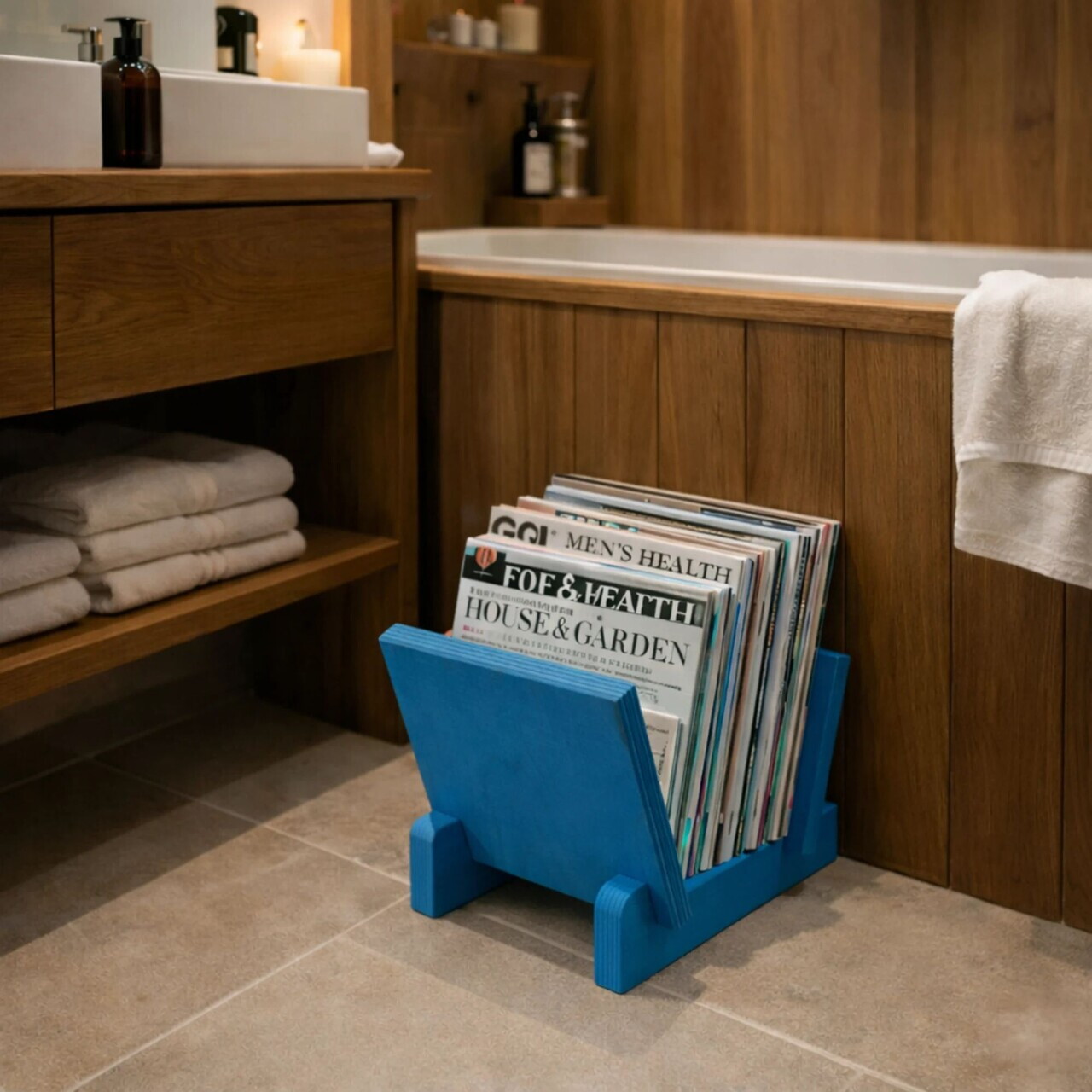 Suport reviste, Hanah Home, CPT4905-30, 30x20x25 cm, PLACAJ CARPEN, Albastru — imaginea 5