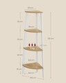 Biblioteca de colt  Ladder, Vasagle, 33.4x33.4x125 cm, PAL/otel, alb/natural