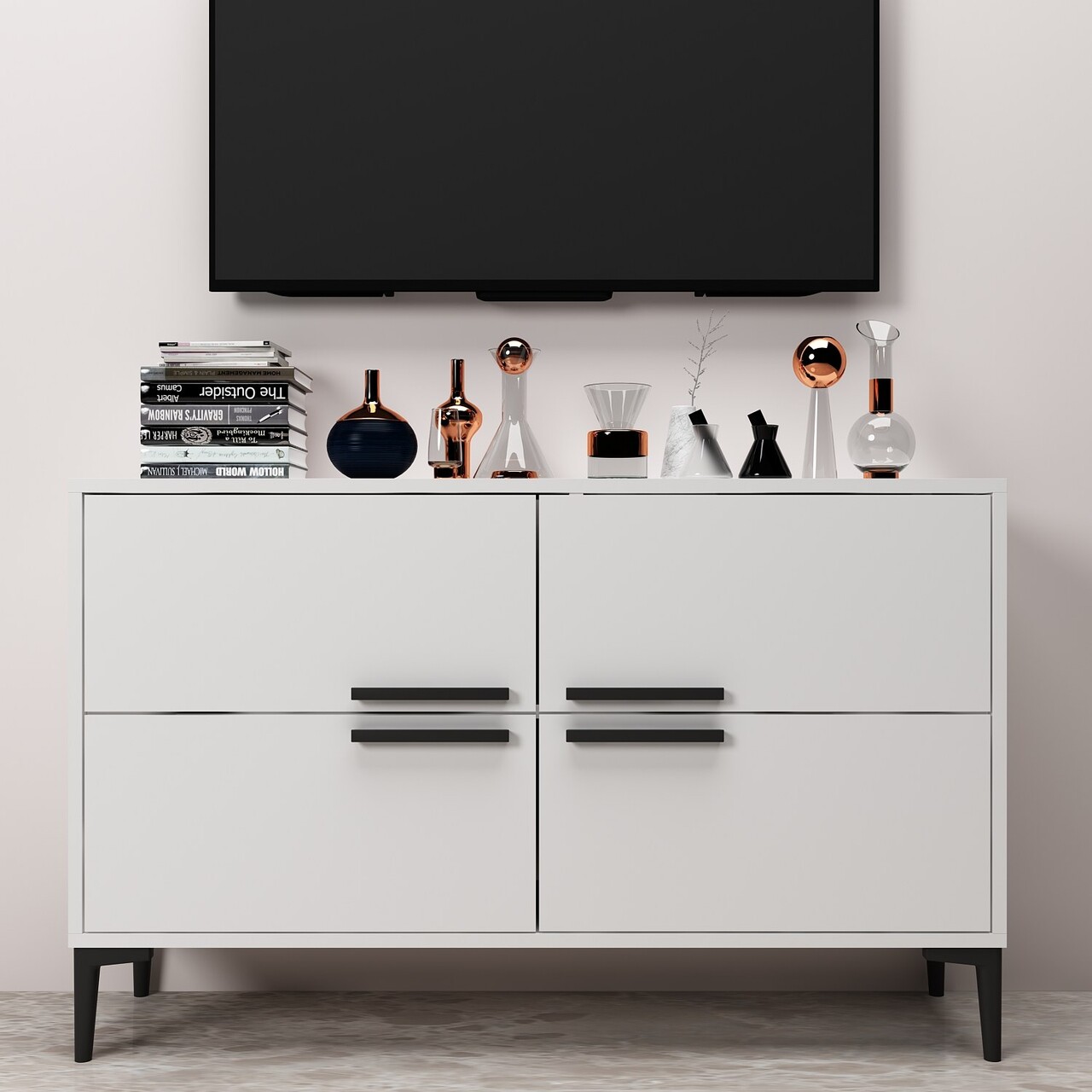 Comoda TV, Odessa, Ctn, 120x75x30 cm, PAL, Alb - 1 | YEO