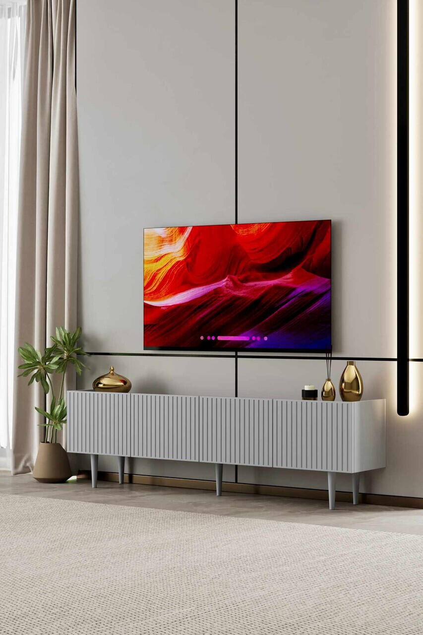 Comoda TV, Hanah Home, Capella 160, 160x50x29 cm, MDF, Gri deschis - view 2