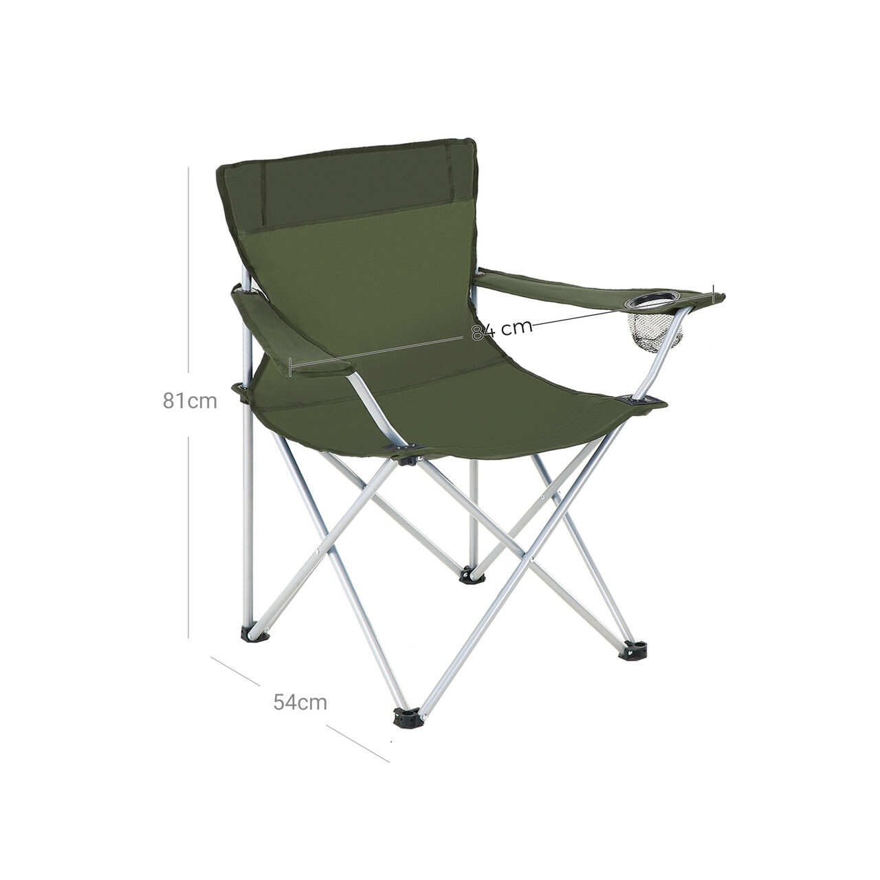 Set 2 scaune pliabile pentru camping, Songmics, 84x52x81 cm, max 120 kg, tesatura Oxford 600D/otel, verde - view 2