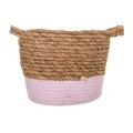 Cos pentru depozitare, Creaciones Meng, 16x19 cm, stuf/hartie impletita, natural/roz