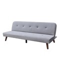 Canapea extensibila Rinko, Homla, 3 locuri, 195x81x74 cm, lemn/catifea din poliester, gri inchis