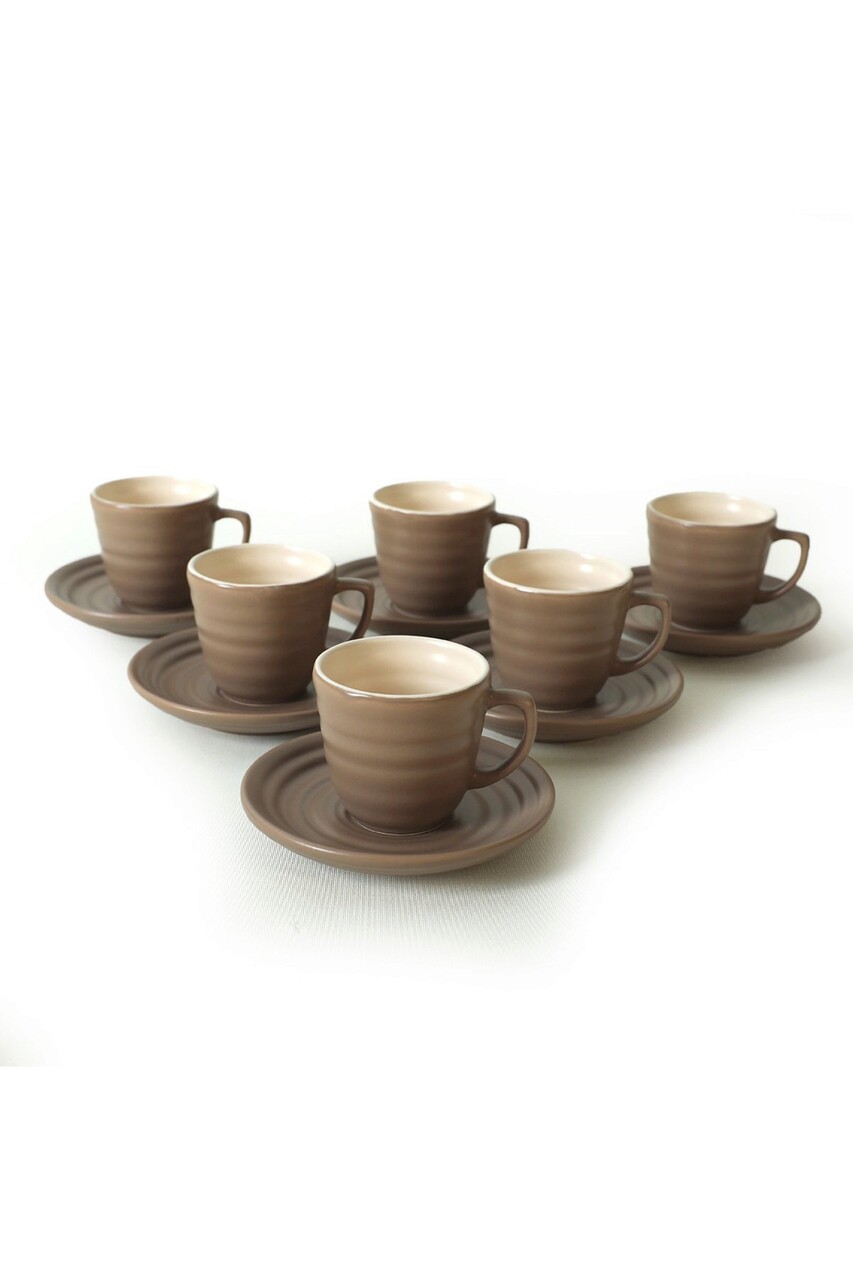 Set cesti de cafea, Keramika, 275KRM2175, Ceramica , Nu absoarbe apa, Crema mata - 1 | YEO