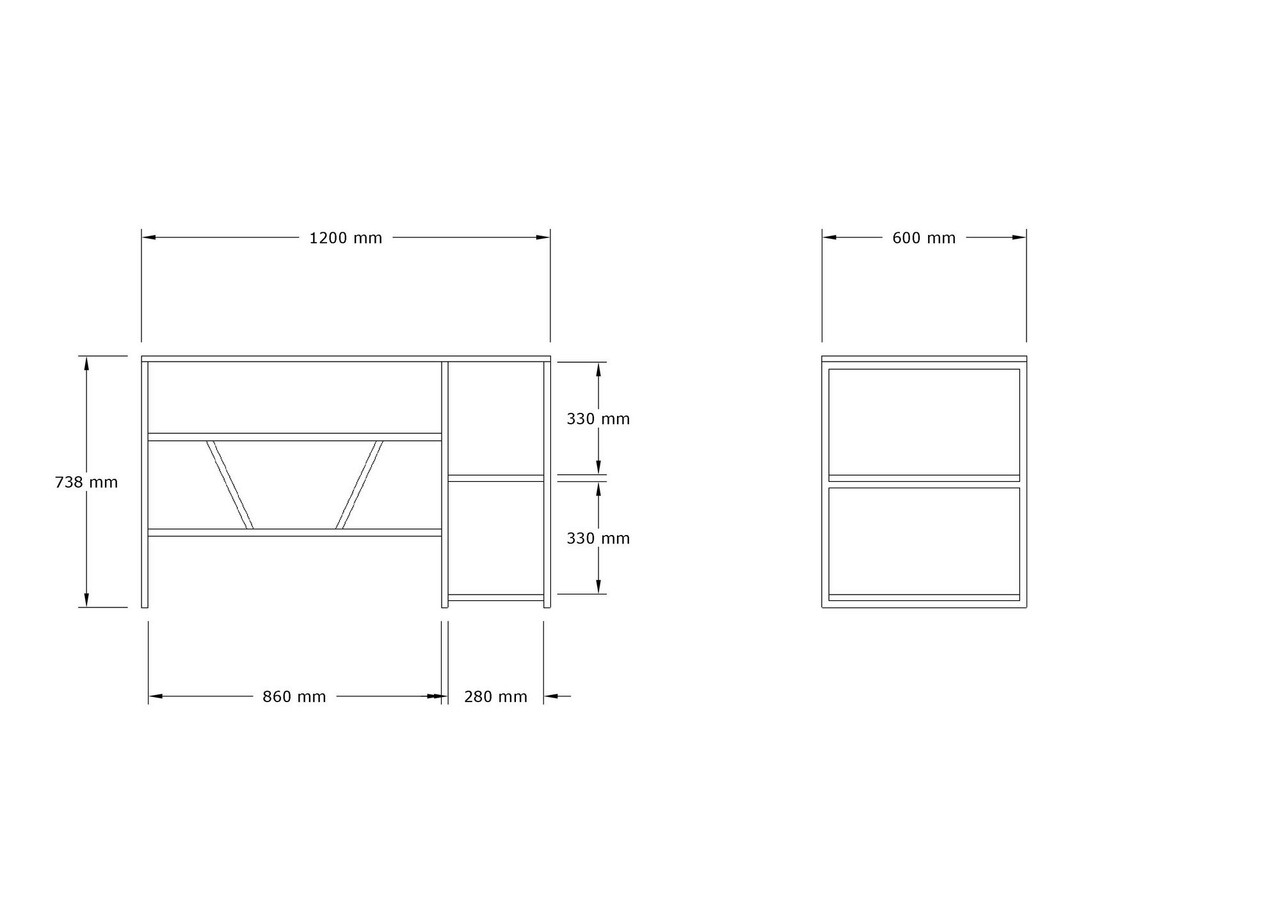 Birou, Asse Home, Caste , 120x74x60 Cm, Antracit