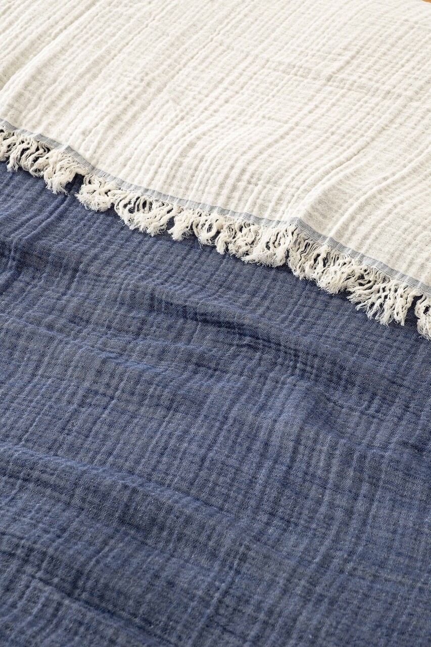 Cuvertura matlasata dubla, Muslin - Navy Blue v2, DC Home, Bumbac